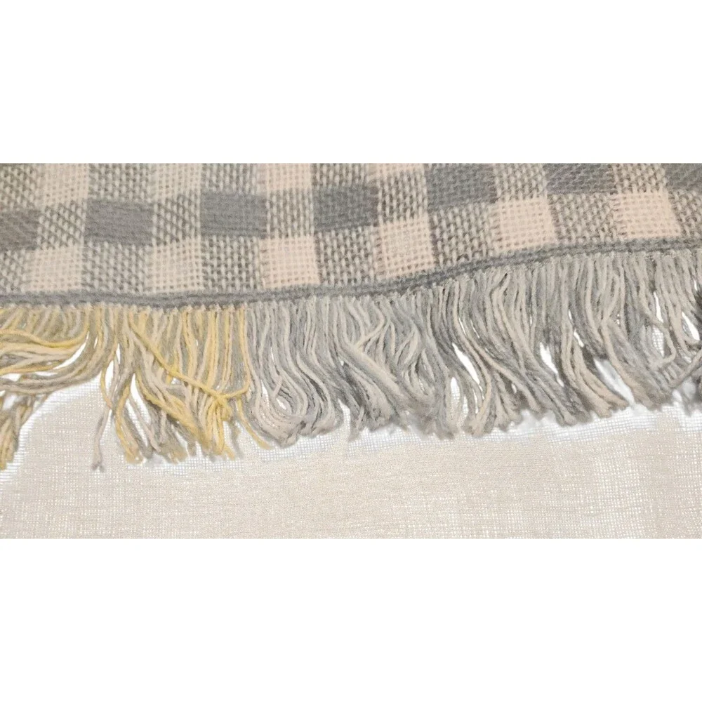 American Weavers Jaquard Throw Blanket Blue White Check Hearts & Bears 36